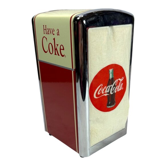 Vintage Coca-Cola Retro Napkin Dispenser Red & White Metal Diner Style - Picture 5 of 6
